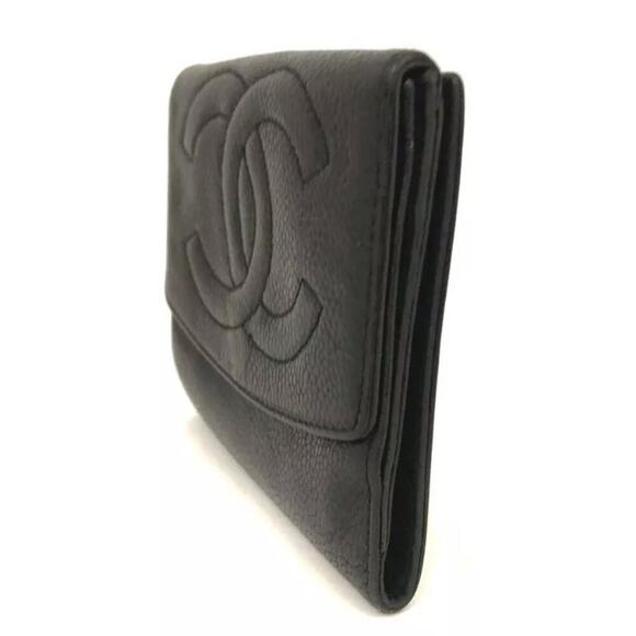 Authentic CHANEL Black Caviar Leather Timeless 'CC' Compact Wallet 4.5” x 4” - Picture 3 of 13